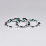 Vintage Hoop Earrings Green Cubic Zirconia Bling Beauty Gift