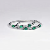 Vintage Hoop Earrings Green Cubic Zirconia Bling Beauty Gift