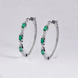 Vintage Hoop Earrings Green Cubic Zirconia Bling Beauty Gift