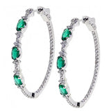 Vintage Hoop Earrings Green Cubic Zirconia Bling Beauty Gift
