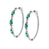 Vintage Hoop Earrings Green Cubic Zirconia Bling Beauty Gift