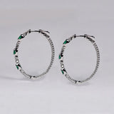 Vintage Hoop Earrings Green Cubic Zirconia Bling Beauty Gift