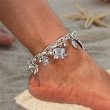 Vintage Elephant/Heart Anklet Bracelet Silver/Gold