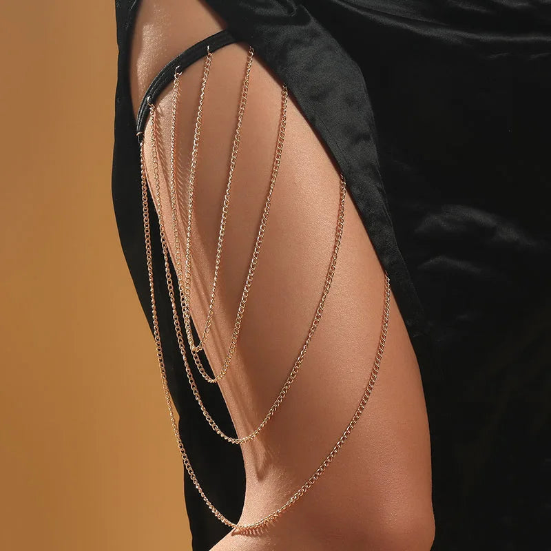 Vintage Snake Pendant Leg Chain for Women Silver Pearl Sexy Body Accessory
