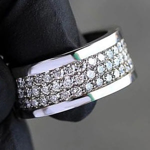 CZ Paved Wedding Bands Rings Silver Couple Rings