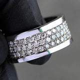 CZ Paved Wedding Bands Rings Silver Couple Rings