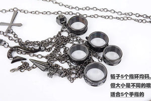 Hunter X Hunter Kurapika Five Darts Finger Ring Hand Chain Cosplay Prop