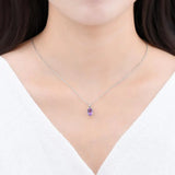 Amethyst Solid 925 Sterling Silver Pendant Real Oval 8x6mm Purple Gemstone