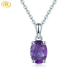 Amethyst Solid 925 Sterling Silver Pendant Real Oval 8x6mm Purple Gemstone