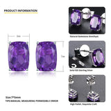 Amethyst 925 Silver Stud Earrings Purple Gems Solid 925 Sterling Silver Vintage