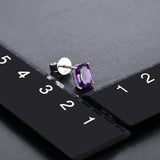 Amethyst 925 Silver Stud Earrings Purple Gems Solid 925 Sterling Silver Vintage