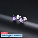 Amethyst 925 Silver Stud Earrings Purple Gems Solid 925 Sterling Silver Vintage