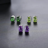 Amethyst 925 Silver Stud Earrings Purple Gems Solid 925 Sterling Silver Vintage