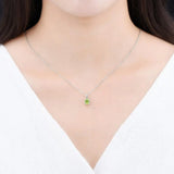 Peridot 925 Silver Pendant with Green Gems and Chain