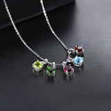 Peridot 925 Silver Pendant with Green Gems and Chain