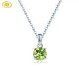 Peridot 925 Silver Pendant with Green Gems and Chain