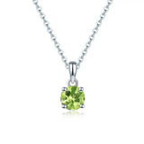 Peridot 925 Silver Pendant with Green Gems and Chain