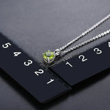 Peridot 925 Silver Pendant with Green Gems and Chain