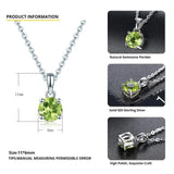 Peridot 925 Silver Pendant with Green Gems and Chain