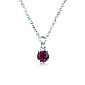 Rhodolite Garnet 925 Silver Pendant Round 5mm Solid 925 Sterling Silver Chain