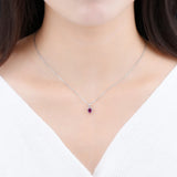 Rhodolite Garnet 925 Silver Pendant Round 5mm Solid 925 Sterling Silver Chain