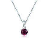 Rhodolite Garnet 925 Silver Pendant Round 5mm Solid 925 Sterling Silver Chain