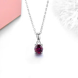 Rhodolite Garnet 925 Silver Pendant Round 5mm Solid 925 Sterling Silver Chain