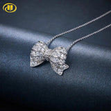 Bowknot Pendant & Necklace For Women's CZ Diamond 925 Sterling Silver