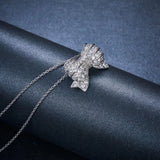 Bowknot Pendant & Necklace For Women's CZ Diamond 925 Sterling Silver