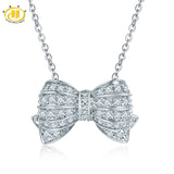 Bowknot Pendant & Necklace For Women's CZ Diamond 925 Sterling Silver