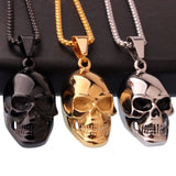 316L Stainless Steel Death Skull Pendant Necklace 24" Chain Gift