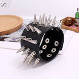Leather ABS Rivets Cuff Bracelet Women Men Motorcycle Bangle