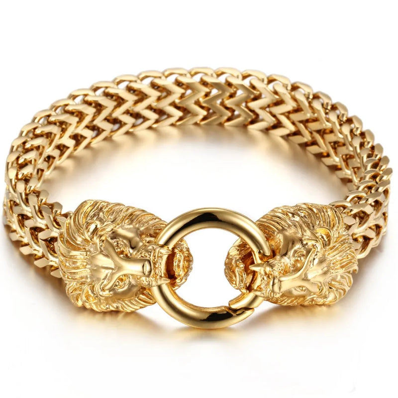 Charming Golden Link Chain Men's Bracelet 8.66in 12mm