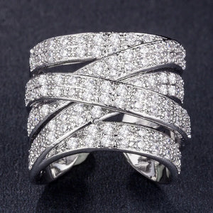 Hyperbole Cocktail Party Women Ring With Full CZ Stone Setting