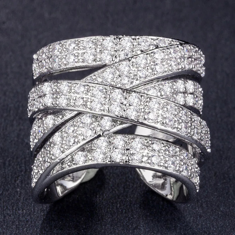 Hyperbole Cocktail Party Women Ring With Full CZ Stone Setting