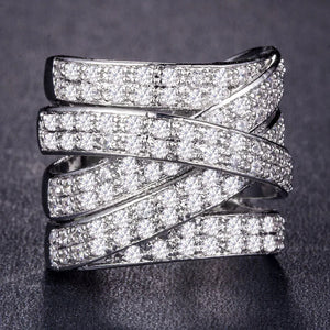 Hyperbole Cocktail Party Women Ring With Full CZ Stone Setting