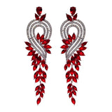 Hyperbole Drop Earrings Solid 925 Garnet Red CZ Bridal Wedding Jewelry