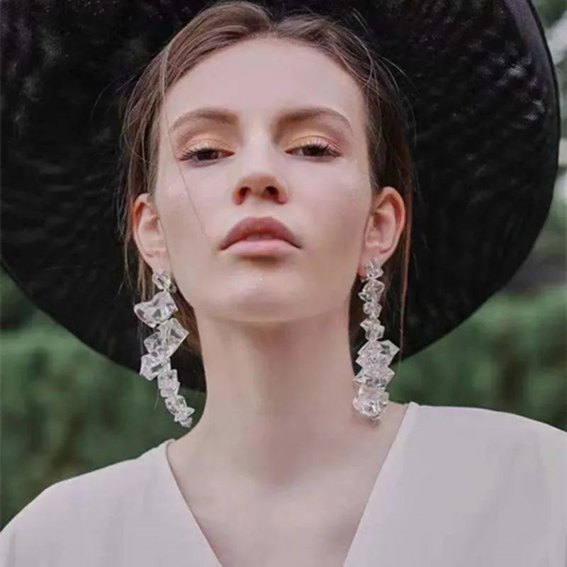 Transparent Ice Cube Dangle Earrings for Women