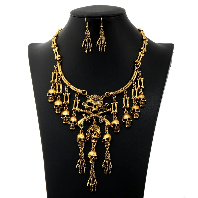 Vintage Skull Pendant Necklace Gothic Halloween Party Hip Hop Jewelry