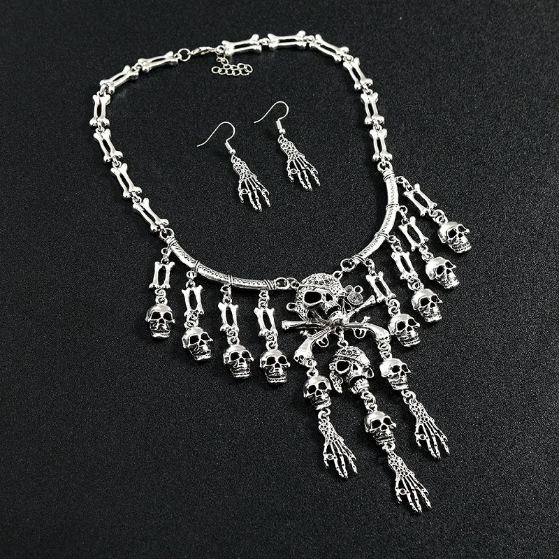 Vintage Skull Pendant Necklace Gothic Halloween Party Hip Hop Jewelry