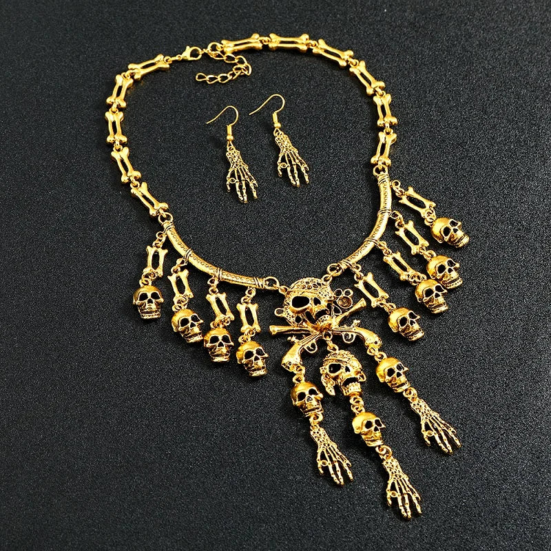 Vintage Skull Pendant Necklace Gothic Halloween Party Hip Hop Jewelry