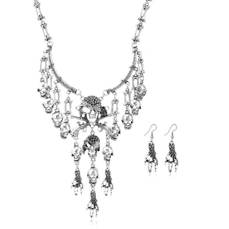 Vintage Skull Pendant Necklace Gothic Halloween Party Hip Hop Jewelry