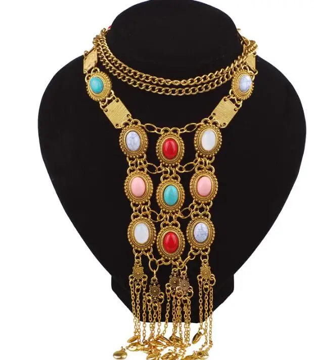 Vintage Pine Stone Necklace with Long Ornaments