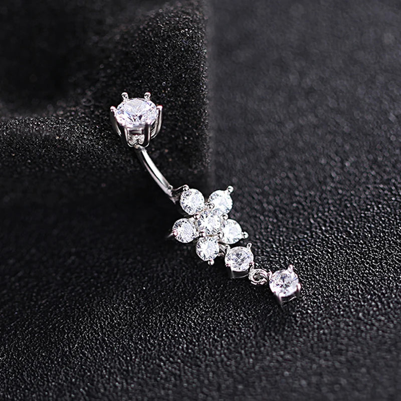 Sterling Silver Plum Blossom Flower Navel Piercing Belly Button Rings