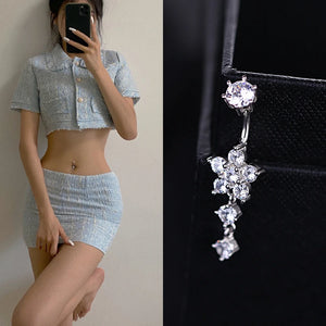 Sterling Silver Plum Blossom Flower Navel Piercing Belly Button Rings