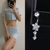 Sterling Silver Plum Blossom Flower Navel Piercing Belly Button Rings