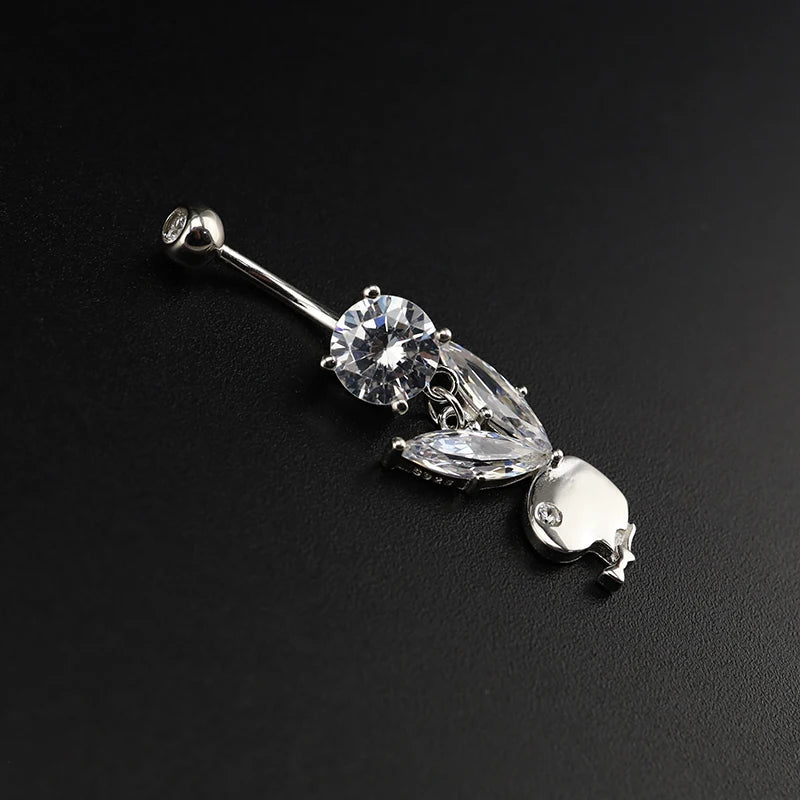 Hypoallergenic 925 Silver Rabbit Navel Piercing Belly Button Rings