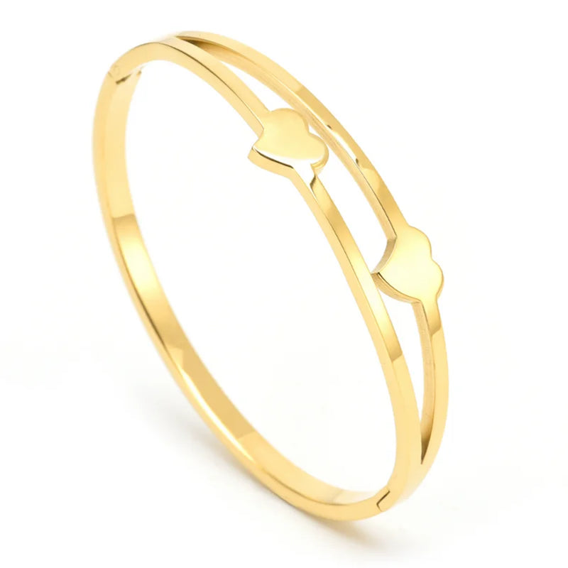 Hypoallergenic Stainless Steel Heart Bracelet Set
