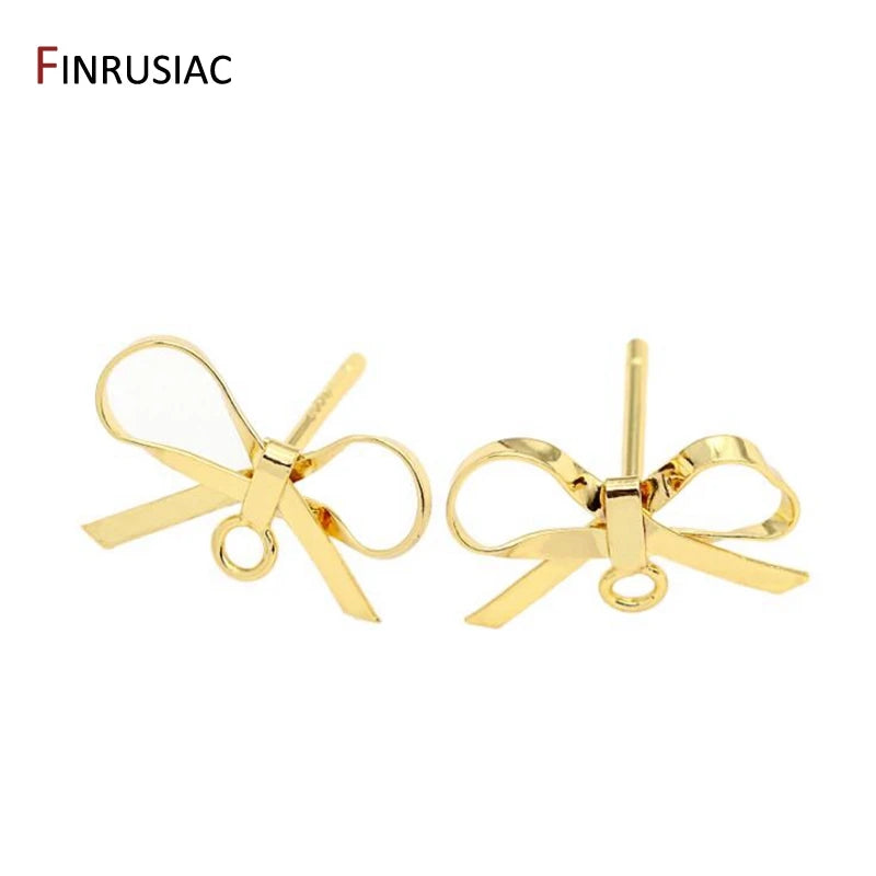 Hypoallergenic Post Earrings Hook 14K Plated Bow Earrings DIY Accessories