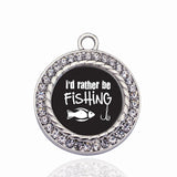 I'D RATHER BE FISHING CIRCLE CHARM DIY Jewelry Accessories